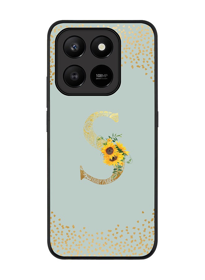 For Honor X7d 4G / X7d 5G / 400 Smart Case,Slim fit Camera Protection, Shockproof Thin Phone cover  - Custom Floral Monogram - S  (Light Grey )